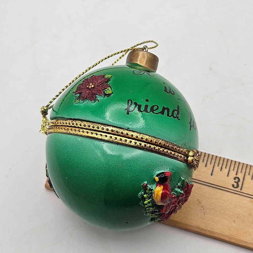 Vintage Christmas Ornament Trinket Box Cardinal A Sister is a Friend Forever